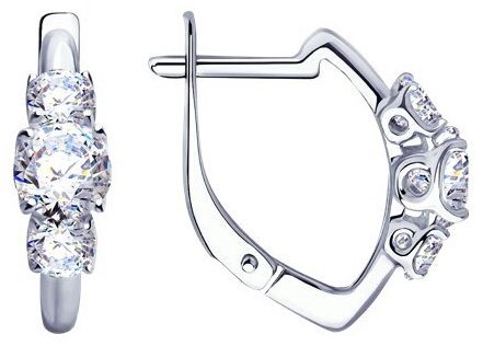 Серьги Diamant 94-120-01217-1 вес 2.52 г серебро, фианит купить,NaN