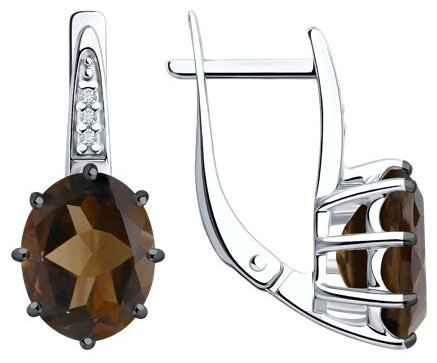 Серьги Diamant 94-320-02054-4_S вес 3.48 г серебро, фианит, раухтопаз купить,NaN