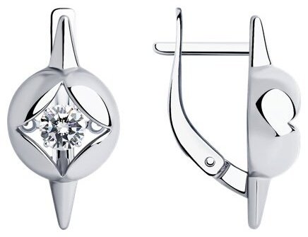 Серьги Diamant 94-120-01729-1 вес 2.75 г серебро, фианит купить,NaN