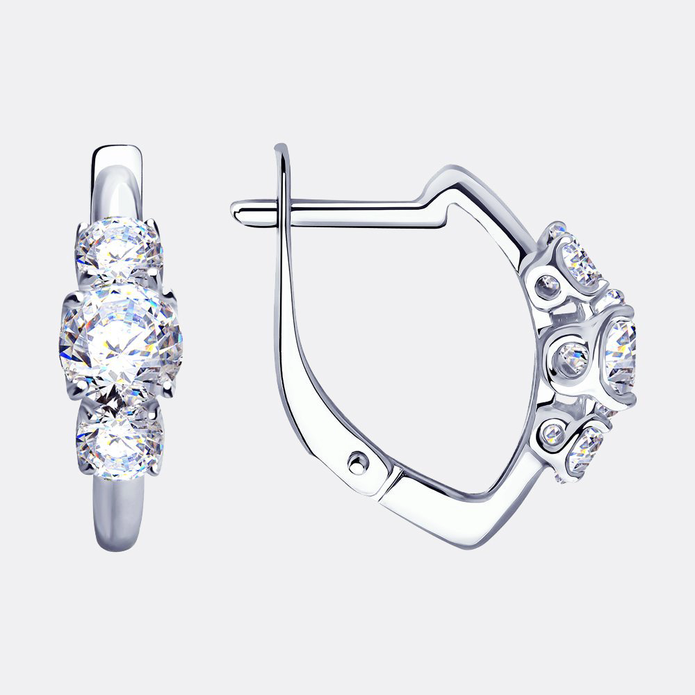 Серьги Diamant 94-120-01217-1 вес 2.58 г серебро, фианит купить,NaN