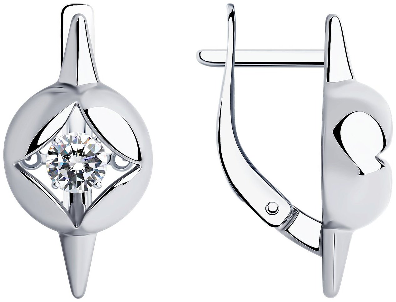 Серьги Diamant 94-120-01729-1 вес 2.93 г серебро, фианит купить,NaN