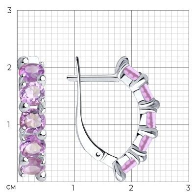 Серьги Diamant 94-320-00346-3 вес 3.25 г серебро, аметист купить,NaN