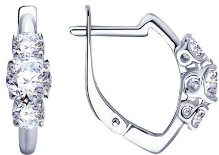 Серьги Diamant 94-120-01217-1_2,54 вес 2.54 г серебро, фианит купить,NaN