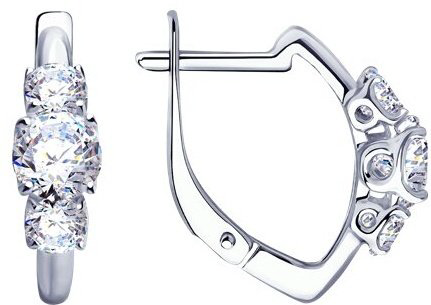 Серьги Diamant 94-120-01217-1_2,54 вес 2.54 г серебро, фианит купить,NaN