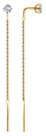 Серьги Diamant 51-123-02105-1 вес 0.74 г золото, фианит купить,NaN