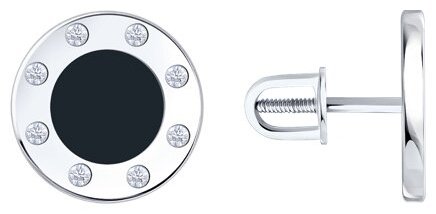 Серьги Diamant D94-122-02235-1_s вес 2.19 г серебро, фианит, эмаль купить,NaN