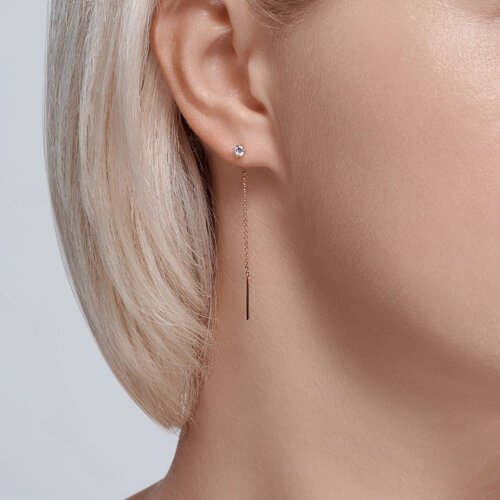 Серьги Diamant 51-123-02105-1 вес 0.74 г золото, фианит купить,NaN