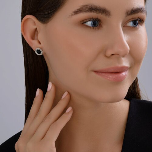 Серьги Diamant D94-122-02235-1_s вес 2.19 г серебро, фианит, эмаль купить,NaN