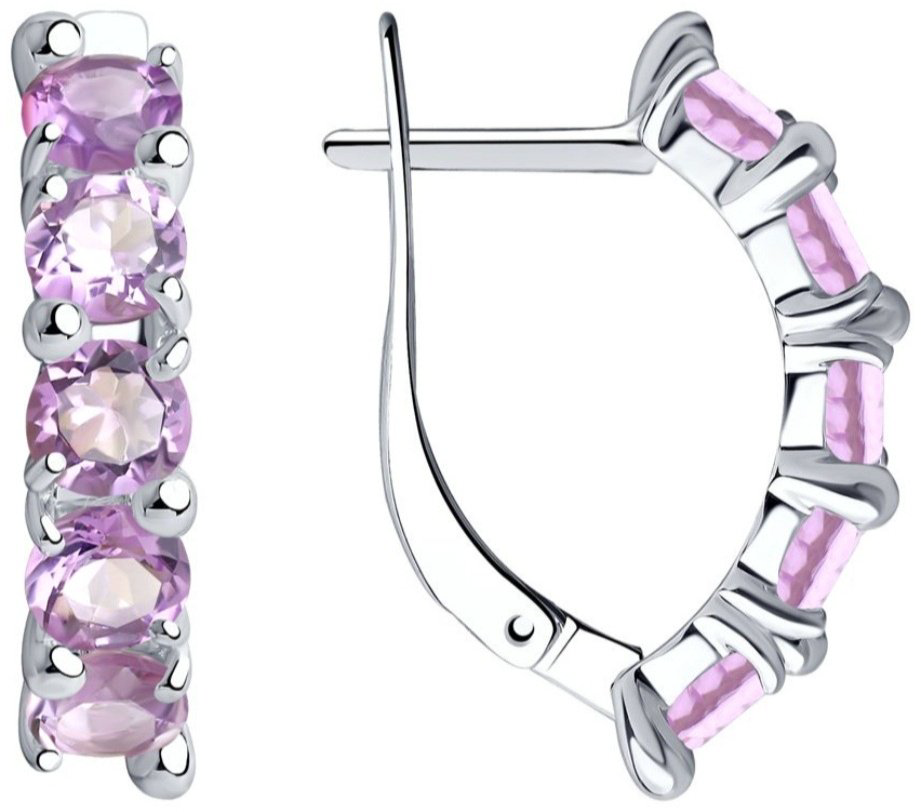 Серьги Diamant 94-320-00346-3 вес 3.26 г серебро, аметист купить,NaN