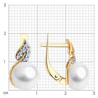 Серьги Diamant 93-320-01935-1 вес 3.21 г серебро, жемчуг, фианит купить,NaN