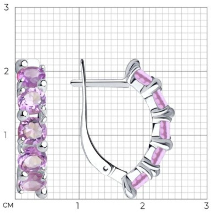 Серьги Diamant 94-320-00346-3 вес 3.26 г серебро, аметист купить,NaN