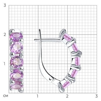 Серьги Diamant 94-320-00346-3 вес 3.35 г серебро, аметист купить,NaN
