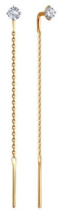Серьги Diamant 51-123-02105-1 вес 0.77 г золото, фианит купить,NaN