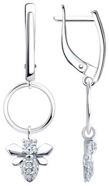 Серьги Diamant 94-121-00095-2 вес 2.7 г серебро, фианит купить,NaN