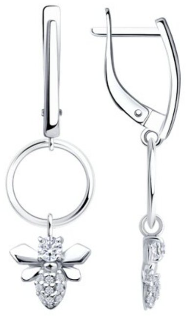 Серьги Diamant 94-121-00095-2 вес 2.7 г серебро, фианит купить,NaN