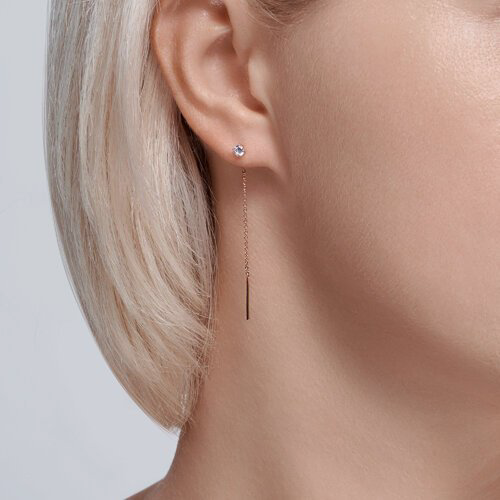 Серьги Diamant 51-123-02105-1 вес 0.77 г золото, фианит купить,NaN