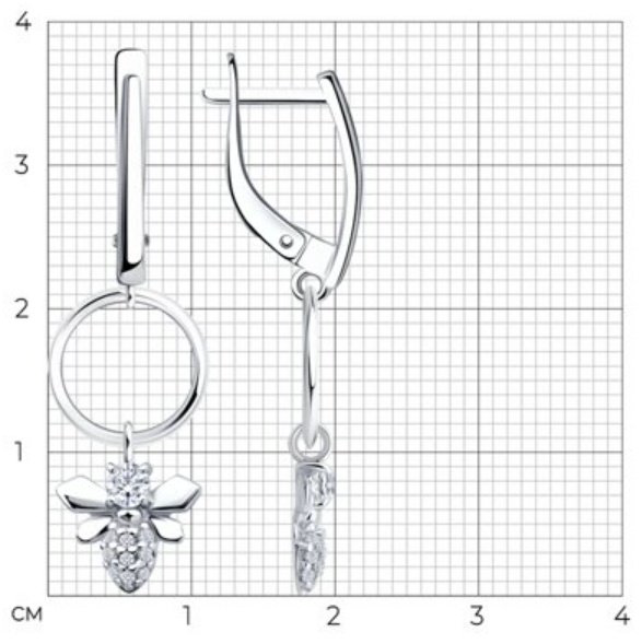 Серьги Diamant 94-121-00095-2 вес 2.7 г серебро, фианит купить,NaN