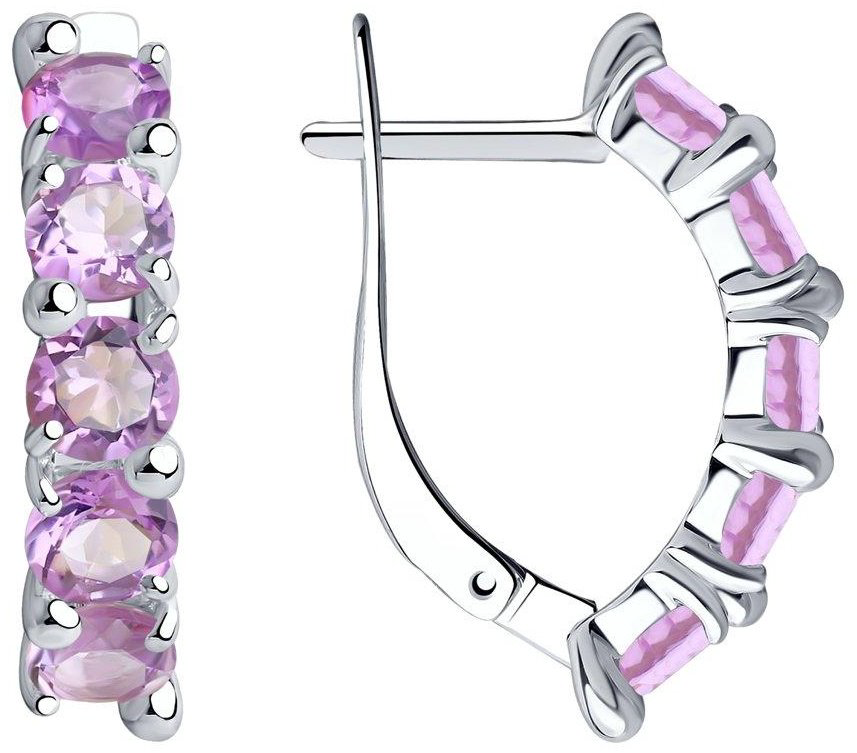 Серьги Diamant 94-320-00346-3 вес 3.37 г серебро, аметист купить,NaN