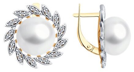 Серьги Diamant 93-320-01951-1 вес 9.46 г серебро, жемчуг, фианит купить,NaN