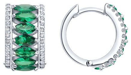 Серьги Diamant 94-320-02192-2 вес 7 г серебро, ситалл, фианит купить,NaN