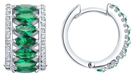 Серьги Diamant 94-320-02192-2 вес 7 г серебро, ситалл, фианит купить,NaN