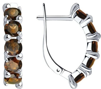 Серьги Diamant 94-320-00346-4 вес 3.26 г серебро, раухтопаз купить,NaN