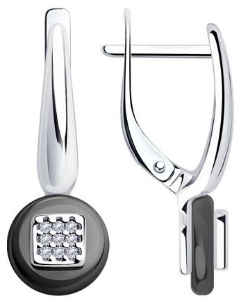 Серьги Diamant 94-120-01265-1 вес 2.94 г серебро, фианит, керамика купить,NaN