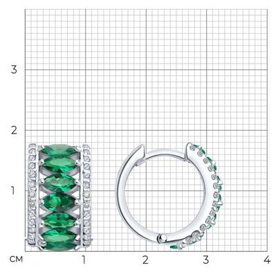 Серьги Diamant 94-320-02192-2 вес 7 г серебро, ситалл, фианит купить,NaN
