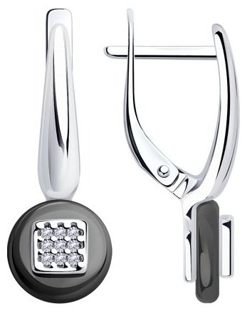 Серьги Diamant 94-120-01265-1 вес 4.23 г серебро, фианит купить,NaN