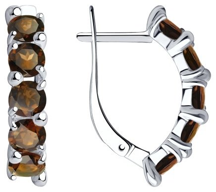 Серьги Diamant 94-320-00346-4_skazka_2 вес 3.24 г серебро, раухтопаз купить,NaN
