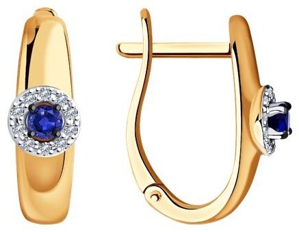 Серьги Diamant 51-220-00826-1 вес 2.41 г золото, бриллиант, сапфир купить,NaN