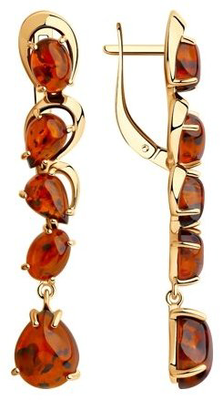 Серьги Diamant 93-321-00447 вес 5.14 г серебро, янтарь купить,NaN