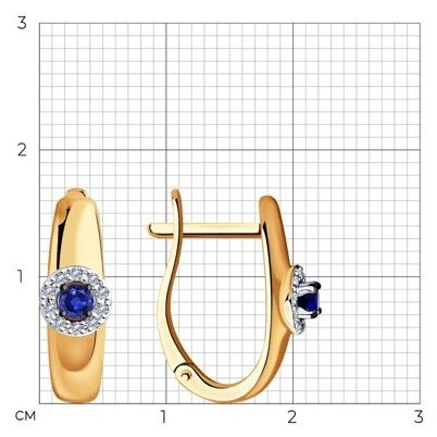 Серьги Diamant 51-220-00826-1 вес 2.41 г золото, бриллиант, сапфир купить,NaN