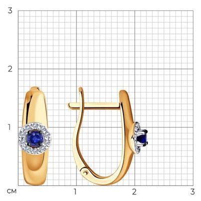 Серьги Diamant 51-220-00826-1 вес 2.41 г золото, бриллиант, сапфир купить,NaN