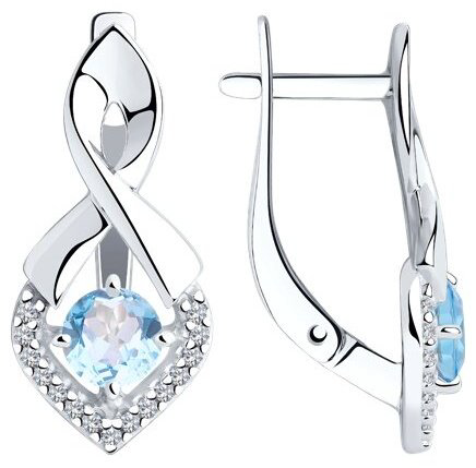 Серьги Diamant 94-320-00380-1 вес 3.59 г серебро, топаз, фианит купить,NaN