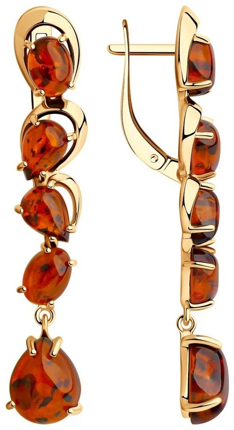 Серьги Diamant 93-321-00447-1 вес 5.39 г серебро, янтарь купить,NaN