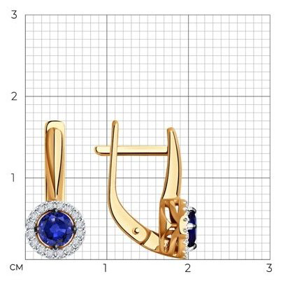 Серьги Diamant 51-220-01772-1 вес 2.74 г золото, сапфир купить,NaN