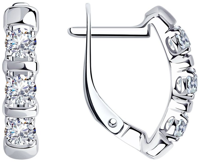 Серьги Diamant 94-120-01304-1 вес 2.35 г серебро, фианит купить,NaN