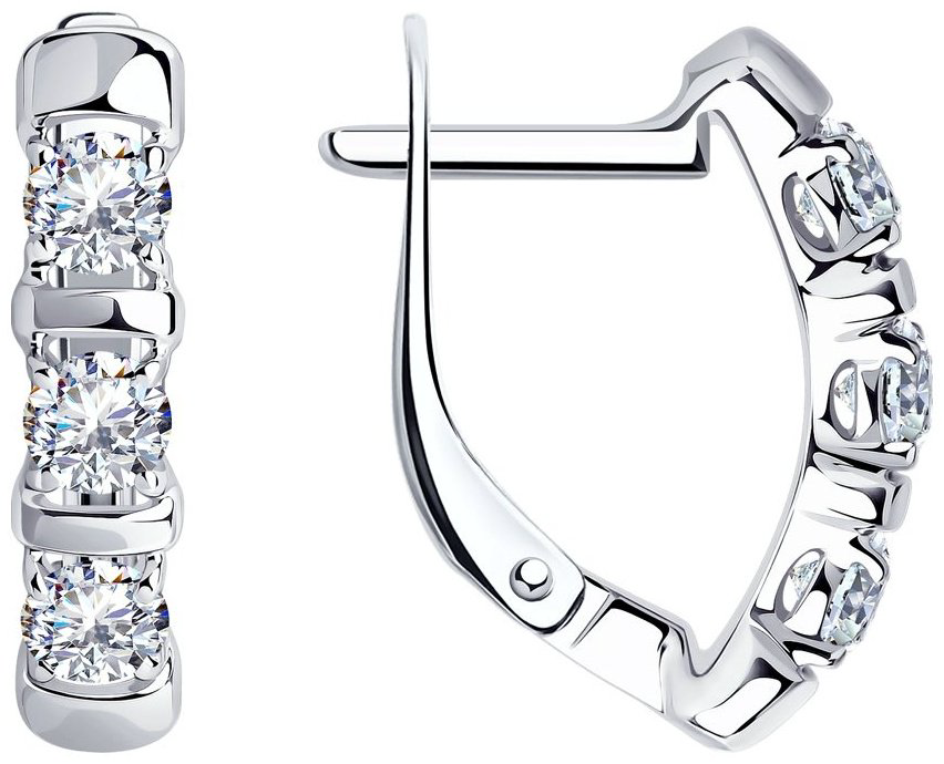 Серьги Diamant 94-120-01304-1 вес 2.35 г серебро, фианит купить,NaN
