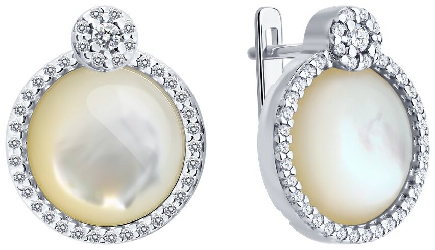 Серьги Diamant 94-320-02314-1 вес 5.8 г серебро, перламутр купить,NaN