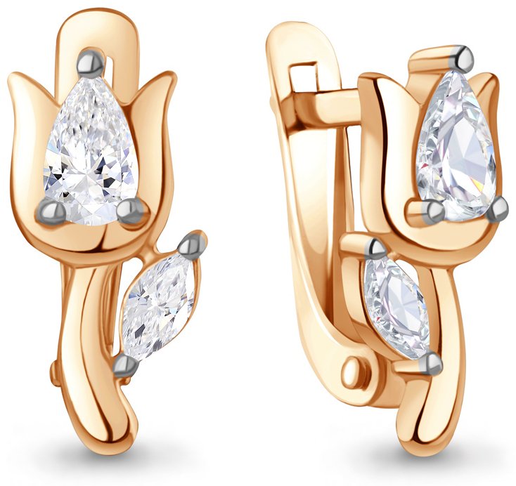 Серьги AQUAMARINE 400516.6 вес 1.7 г серебро, фианит купить,NaN