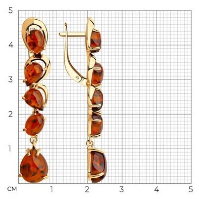 Серьги Diamant 93-321-00447-1 вес 5.39 г серебро, янтарь купить,NaN