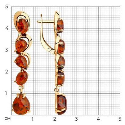 Серьги Diamant 93-321-00447-1 вес 5.39 г серебро, янтарь купить,NaN