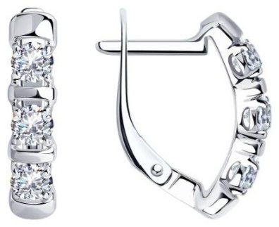 Серьги Diamant 94-120-01304-1 вес 2.51 г серебро, фианит купить,NaN