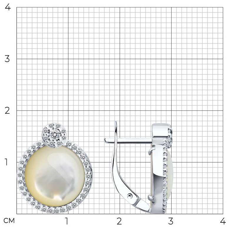 Серьги Diamant 94-320-02314-1 вес 5.8 г серебро, перламутр купить,NaN