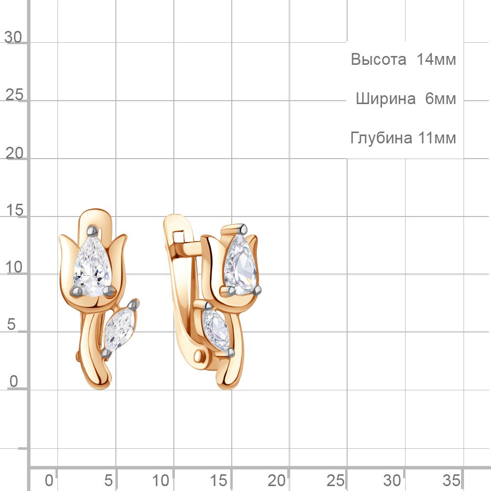 Серьги AQUAMARINE 400516.6 вес 1.7 г серебро, фианит купить,NaN