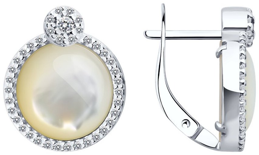Серьги Diamant 94-320-02314-1 вес 5.8 г серебро, перламутр купить,NaN