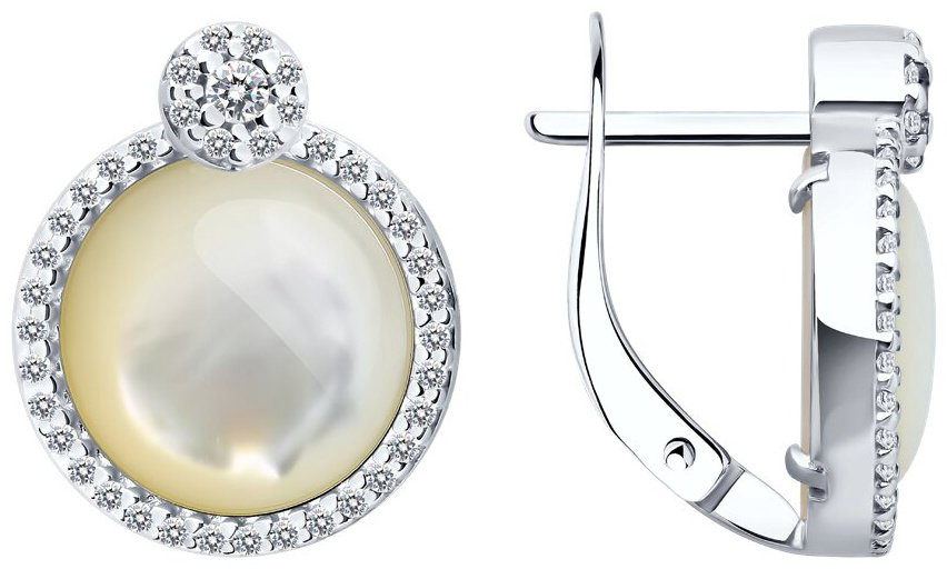 Серьги Diamant 94-320-02314-1 вес 5.8 г серебро, перламутр купить,NaN