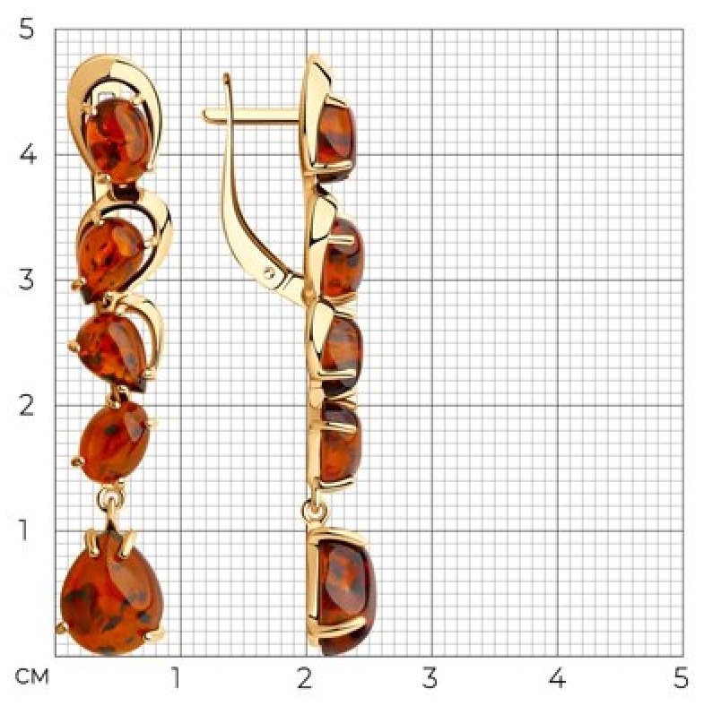 Серьги Diamant 93-321-00447-1 вес 5.4 г серебро, янтарь купить,NaN