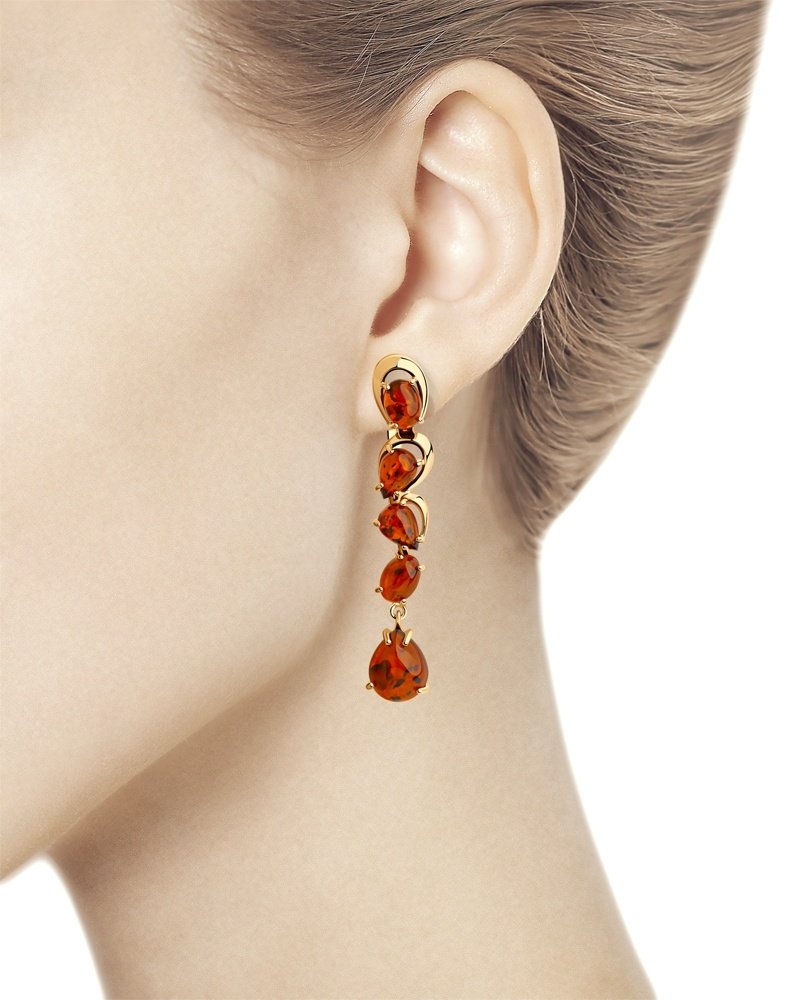 Серьги Diamant 93-321-00447-1 вес 5.4 г серебро, янтарь купить,NaN